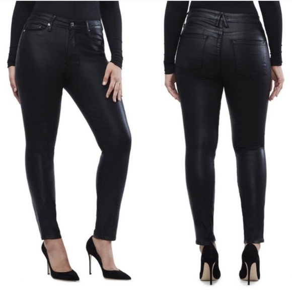 Good American Denim - GOOD AMERICAN NWT Black Good Legs Coated Skinny Jeans 14/32